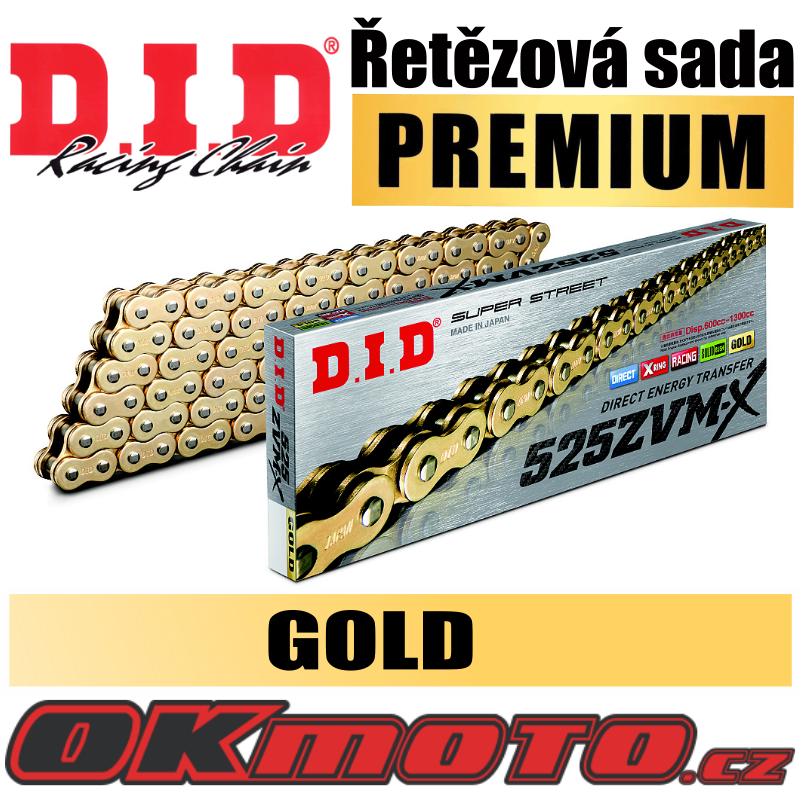 Reťazová sada D.I.D PREMIUM 525ZVMX GOLD X-ring - Triumph Thruxton 1200, 1200ccm - 16-18 D.I.D (Japonsko)