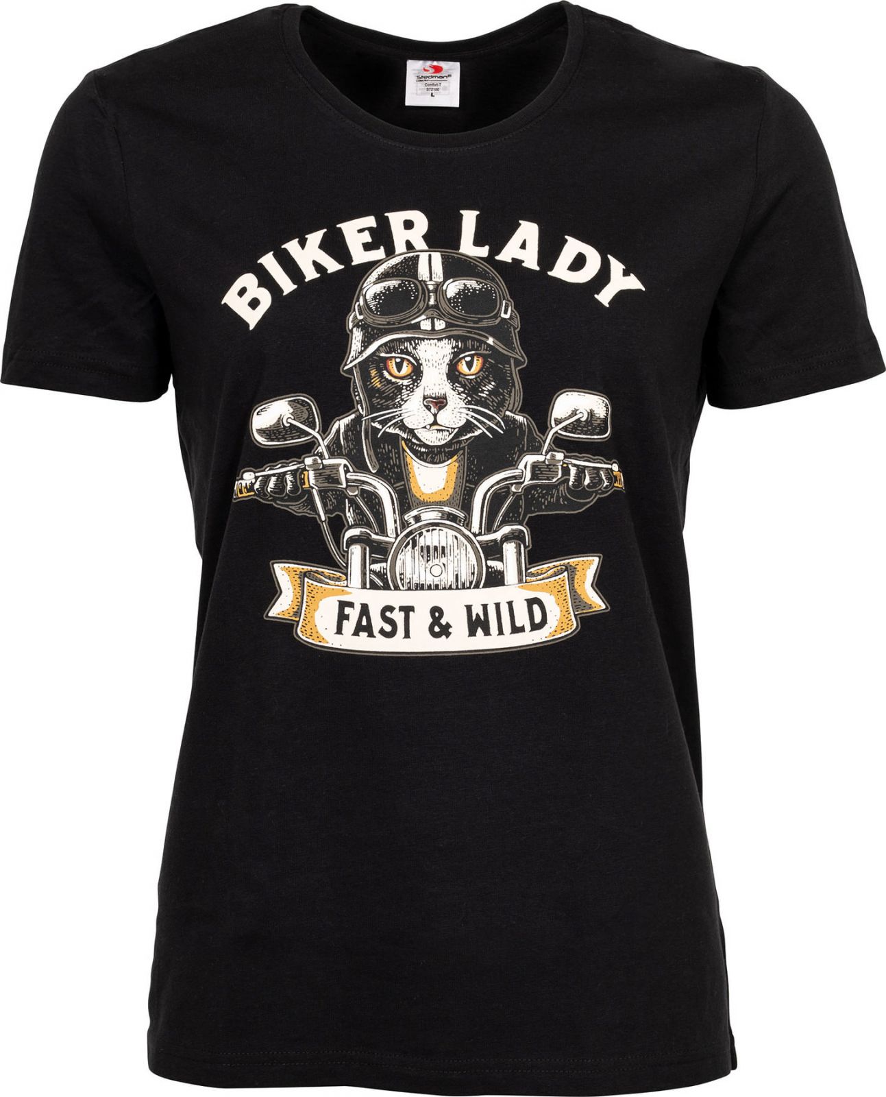 Dámske tričko Biker Lady Cat - čierne Rahmenlos