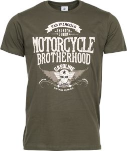 Pánské tričko Motorcycle Brotherhood - tmavo olivová