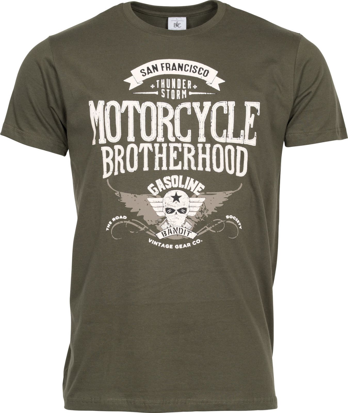 Pánské tričko Motorcycle Brotherhood - tmavo olivová Gasoline Bandit