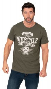 Pánské tričko Motorcycle Brotherhood - tmavo olivová Gasoline Bandit