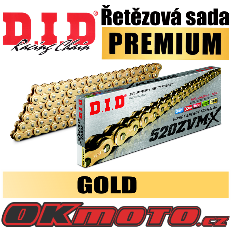 Reťazová sada D.I.D PREMIUM 520ZVMX GOLD X-ring - CF Moto MT 650, 650ccm - 17-20 D.I.D (Japonsko)