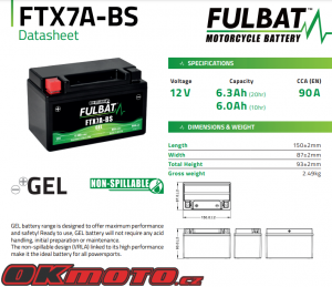 Motobatéria FULBAT FTX7A-BS GEL - Kymco People 150, 150ccm - 99-04