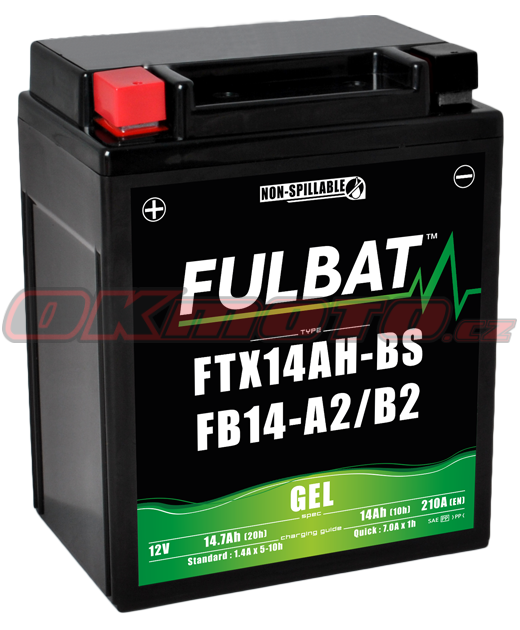 Motobatéria FULBAT FTX14AH-BS , FB14-A2/B2 GEL, 12V, 14Ah Fiamm (Itálie)