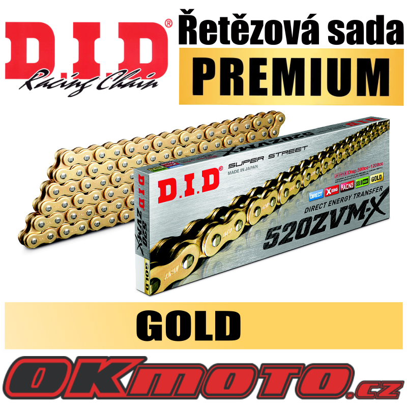 Reťazová sada D.I.D PREMIUM 520ZVMX GOLD X-ring - Aprilia Pegaso 650 Factory, 650ccm - 07>09 D.I.D (Japonsko)