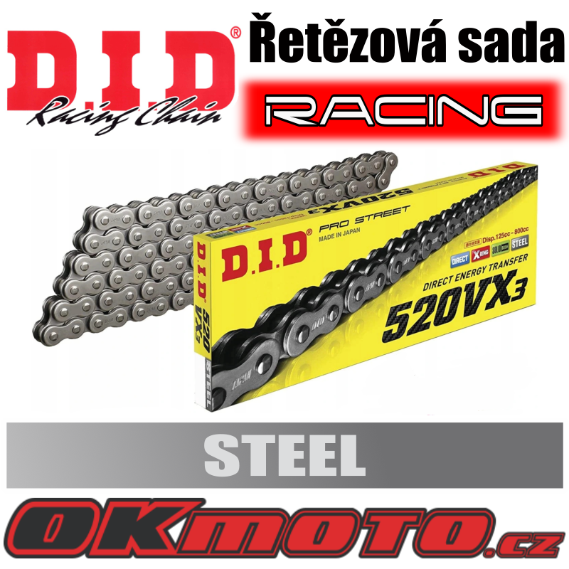 Reťazová sada D.I.D RACING - 520VX3 STEEL X-ring - Ducati Panigale 955 V2, 955ccm - 20-22 D.I.D (Japonsko)