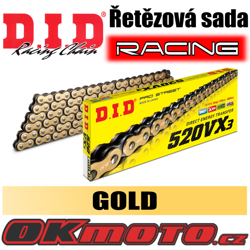 Reťazová sada D.I.D RACING - 520VX3 GOLD X-ring - Ducati Panigale 955 V2, 955ccm - 20-22 D.I.D (Japonsko)