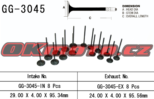 Sací ventil VESRAH GG-3045-IN - Suzuki GSX-R 1000, 1000ccm - 01-04 Vesrah (Japonsko)